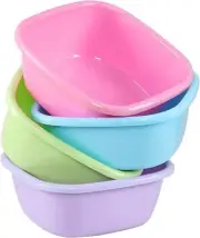 12 Quart Square Plastic Dish Pans, Set Small, pink, purple, green, light blue