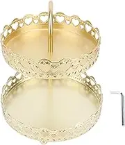 2 Tier Fruit Basket for Kitchen Counter, 2 Tiered Tray Stand - Sturdy Iron Snack, Cake, and Fruit Display Basket for Kitchen Countertops, and Gatherings, for Home Decor