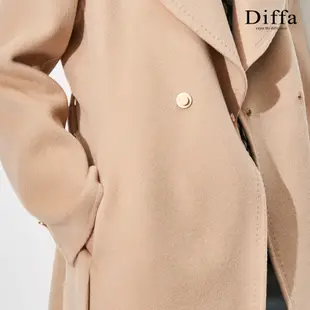 【Diffa】喀什米爾羊毛觸感翻領長大衣3868-1454