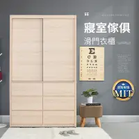 在飛比找PChome24h購物優惠-IDEA-MIT傢俱系列暖色木紋四尺滑門衣櫃-淺木紋