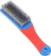Stainless Steel Wire Brush for Rust Removal, Heavy Duty Wire Brushes for Cleaning, Wire Scratch Brush Soft Bristle Steel Scrubber with Rubber Covered Handle