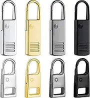 Zipper Pull Replacement, FENGWANGLI 8 Pieces Detachable Zipper Pull Tab Repair Kit for Luggage Clothing Jackets Backpacks Boots Purse Coat, 4 Colors(Silver, Black, Steel and Gold)