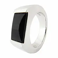 在飛比找Yahoo奇摩購物中心優惠-萬寶龍MONTBLANC 壓印LOGO黑寶石鑲飾寬版戒指(銀