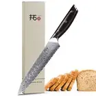 TURWHO 8'' Bread Knife Japan VG10 Damascus Steel Sandwich Kitchen Slicer Knife