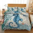Blue Big Seahorse 3D Printing Duvet Quilt Doona Covers Pillow Case Bedding Sets