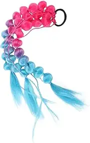 BESTYASH Rainbow Bubble Braided Hair Extensions Synthetic Temporary Hair Accessories for Parties and Festivals