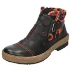 Rieker Black Flat Knitted Cuff Ankle Boots Z6759-00 Warm Lining Zip Chelsea