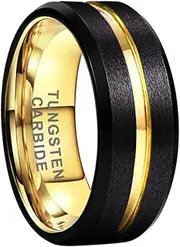 [TUTISS] 8mm Two Colors Plated Tungsten Rings for Men Women Fashion Engagement Wedding Bands Matte Finish Beveled Edges Comfort Fit