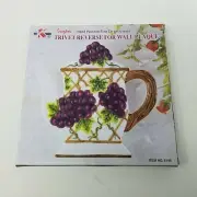 GRAPES Ceramic Trivet Reverse For Wall Plaque Tea Pot Grapevine Hand Painted NIB