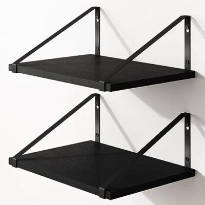 Floating Shelves for Wall, 12 Inch Deep Black Shelves for Bedroom, Large Wall