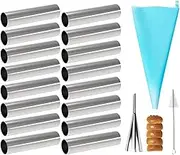 AMBESTAR Metal Cones for Baking Cannoli Shells, Cannoli Mold Cannoli Kit, Baking Tools Accessories, Cannoli Tubes Mould Croissant Mold Tubular Shaped Mold Decorating (16 Pcs conical Tubes Set)
