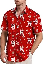 [Generic] Button Down Tshirt Funny Graphic Beach Christmas T Shirts Santa Casual Fashion Dress Wear Long Sleeve Short Men