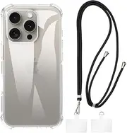 Crossbody/Neck Strap TPU Phone Case Combo Compatible with iPhone 16 Pro, Shockproof Protective Cover with Adjustable Lanyard