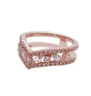Pandora Rose Gold With CZ Marquise Double Wishbone Ring 189095C01-54, Size 7