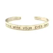 Vtg Sterling Signed Pink Papillon Dream with your eyes open Cuff Bracelet 6 3/4