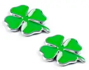 2x Alfa Romeo Cloverleaf Metal Emblem Badge Chrome Green Quadrifoglio
