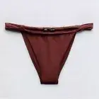 Zara Swim Curtain Slide String Bikini Bottom Swimsuit Bathing Suit Rust Brown