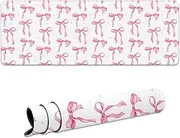 Ksriylm Pretty Cute Mouse Pad,Cute Mouse Mat with Waterproof and Non-Slip Rubber Base,Gaming Mousemats for Daily Office,Home Pad Mats, Large Mouse Pads for,White Pink Bow