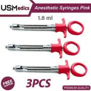 Self-Aspirating Dentist Instruments Pink Anesthetic Syringe color 1.8ML 3 Pieces