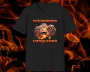 HEMORRHOID CONQUEROR Joke Tee, Stupid White Elephant Gift Shirt