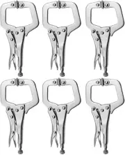 6 Pack 6 Inch C-Clamp Locking with Swivel Pads Heavy Duty Pliers for Craftsmen H