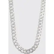 Mens Silver Chunky Iced Cuban Chain Necklace
