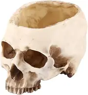 Artificial Resin Skull Head Flower Pot Plant Bowl Container Garden Planter Multifunctional Tabletop Storage Tank Replica Skeleton Model Home Bar Table Decor Halloween Ornament