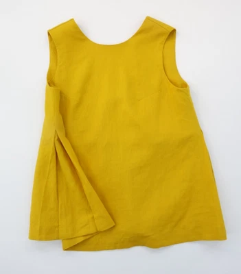 Jaeger Mustard Yellow 100% Linen Top - Flare / Side Pleat Detailing 8 S RRP £69