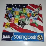 Springbok State License Plates 1000 Piece Puzzle 24" x 30" New in Open Box USA
