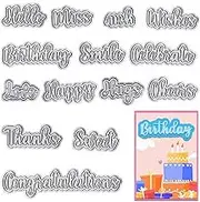 Threetols 14 PCS Holiday Words Metal Die Cuts for Card Making, Birthday Thanksgiving Words Cutting Dies for Paper Craft DIY Decor Valentine Card Making Scrapbooking Paper Album Stamp