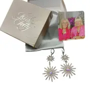Kirks Folly Vintage Aurora Borealis Starburst Drop Earrings With Original Box