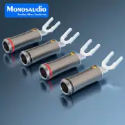 Monosaudio Pure Silver Screws Connect Hi-end Audio Spade Plug for Speaker Cable