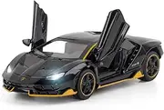 Die-cast 1:32 for Lamborghini LP770-4 Super Sports Car Model Racing Lifting Tail Sound Light Diecasts Metal Mini Vehicles Miniature Vehicle(Bright Black)