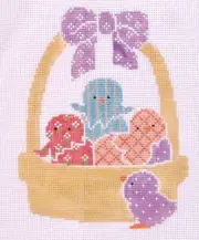 Basket of Chicks Easter Hand Painted Needlepoint Canvas