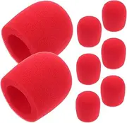 GOOHOCHY 8 Pcs Microphone Windscreen Foam Covers Red Handheld Mic Protectors for Ktv Karaoke Studio Recording and Public Speaking Durable Washable Noise Reducing