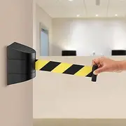 Queue Belt Barrier Retractable,Queue Line Dividers,2/3m Wall Mounted Queue Rope Barrier, Line Dividers for Crowds, Safety Belt for Outdoor Parking Lot, Yellow & Black