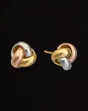 14K Italian Tri-Tone Gold Love Knot Studs
