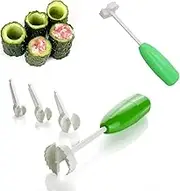 COMUSTER Zucchini Pumpkin Eggplant Vegetable Coring Tool 4-Piece Set With Replaceable Sizes - Kitchen Filling Seeder for Cucumber and Long Vegetables