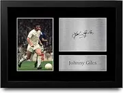 HWC Trading FR A4 Johnny Giles Leeds United Gifts Printed Signed Autograph Picture for Football Fans and Supporters - A4 Framed