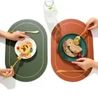 Wear-resistant Dining Table Mat Heat Resistant Faux Leather Placemat Set