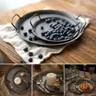 Handle Decorative Tray Retro Metal Plate Bread Trays Storage Bread Serving Tray