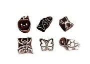 Multi Set Small Designs 6 Piece Textile Wooden Block Printing Stamp