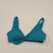Seafolly Womens US 4 Shine On Tie Front Crop Bikini Top Eden Green