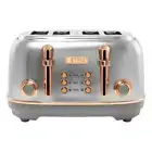 HADEN Toaster 1500-Watt 4-Slice W/Crumb Tray +Browning Control Steel and Copper