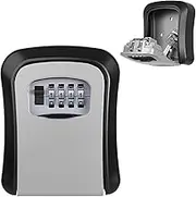 Key Safe Wall Mounted, Key Lock Box Outdoor, Key Box with 4 Digit Combination, Waterproof and Security Lockbox, Key Safe Outside for Home Garage School Elderly Parents Key Cabinet
