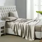 Lanest Housing Silk Satin Sheets, 3-Piece Twin Size Satin Bed Sheet Set with