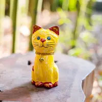 在飛比找樂天市場購物網優惠-進口小木雕木質貓咪工藝品桌面可愛動物裝飾品店鋪餐廳招財貓擺設