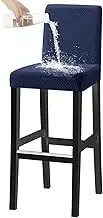 Bar Stool Chair Covers Stretch Waterproof Bar Stool Covers with Backs Washable Bar Chair Covers Swivel Barstool Covers Slipcovers with Back for Low Short Back Chair (Color : Navy Blue, Size : Set of