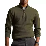 Polo Ralph Lauren Men's Long Sleeve Quarter Zip Pullover Mock Neck Sweater Green