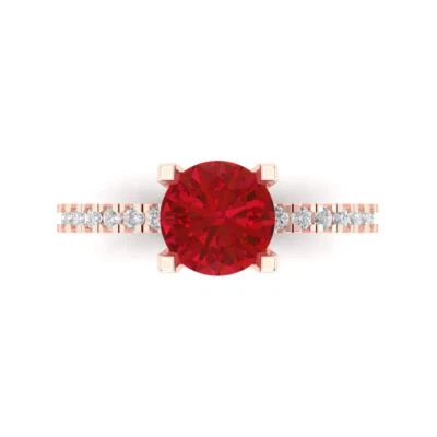 1.71Ct Round Cut VVS1 Ruby Gold Solitaire with Accents Engagement Promise Ring